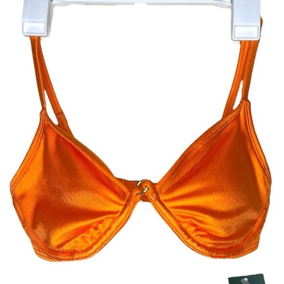 NEW Wild Fable Ribbed Underwire Orange Bikini Top XXS - Picture 4 of 6